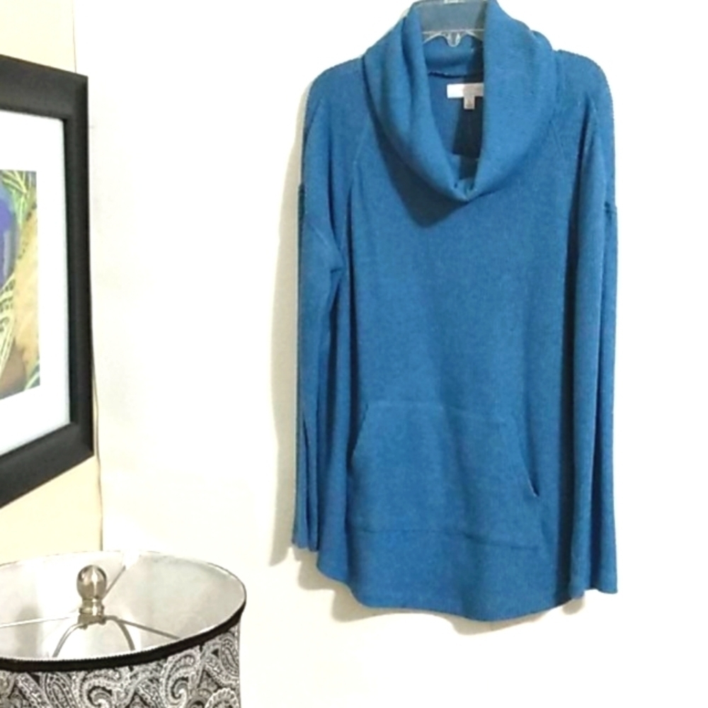 NEW DIRECTIONS COWL NECK SWEATER - Blue, Ribbed, Long Sleeves - SIZE Small NWT - Picture 2 of 11